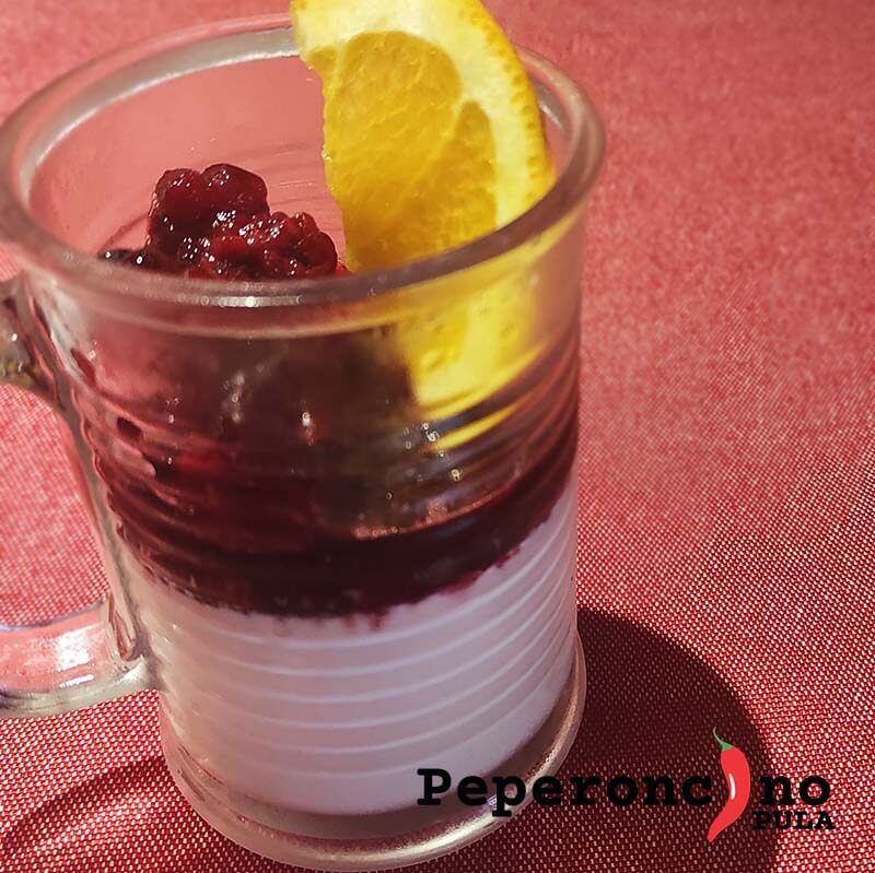 Best panna cotta with forestfruit sauce topping in Pula